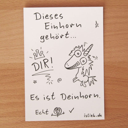 Deinhorn-Postkarte - is lieb?